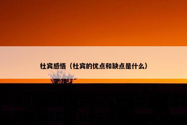 杜宾感悟（杜宾的优点和缺点是什么）