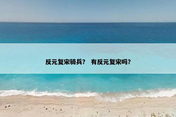 反元复宋骑兵？ 有反元复宋吗？