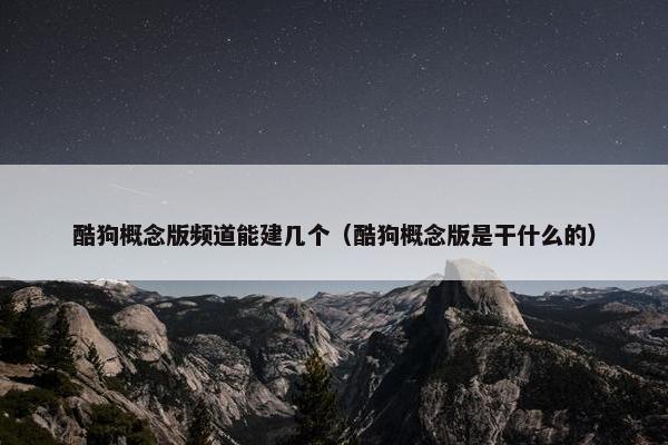 酷狗概念版频道能建几个（酷狗概念版是干什么的）